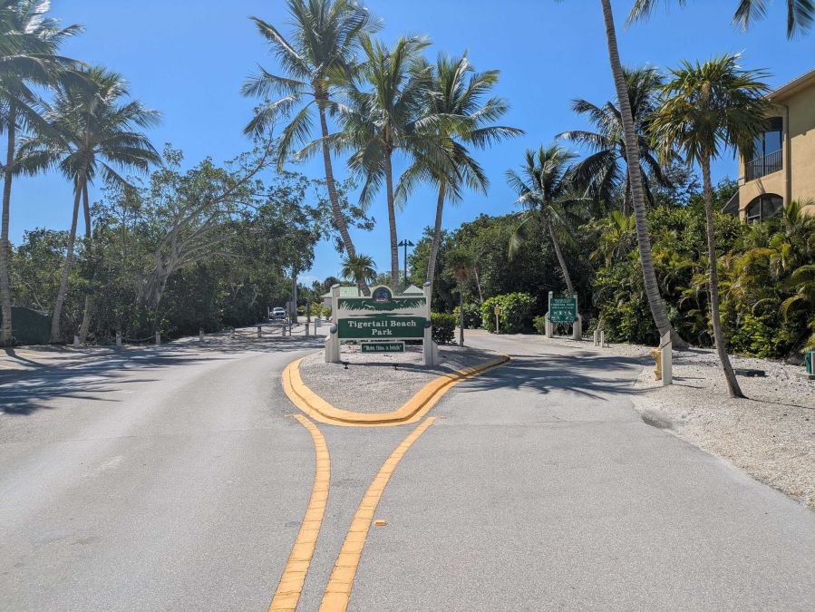 Tigertail beach entrance sign 1